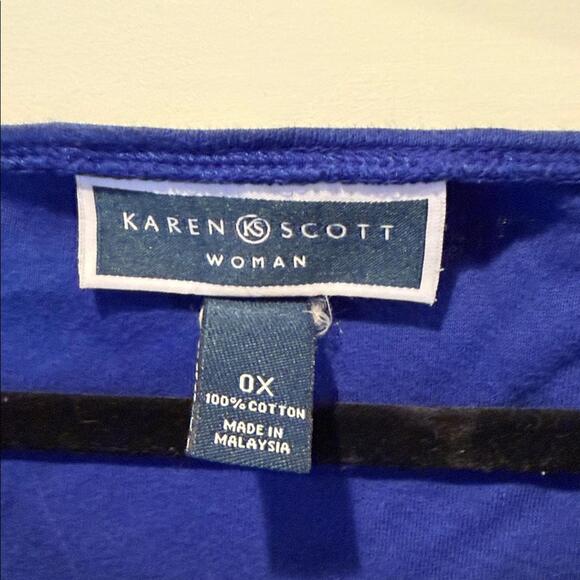 Karen Scott Women's Royal Blue Long Sleeve Top - Picture 2 of 2